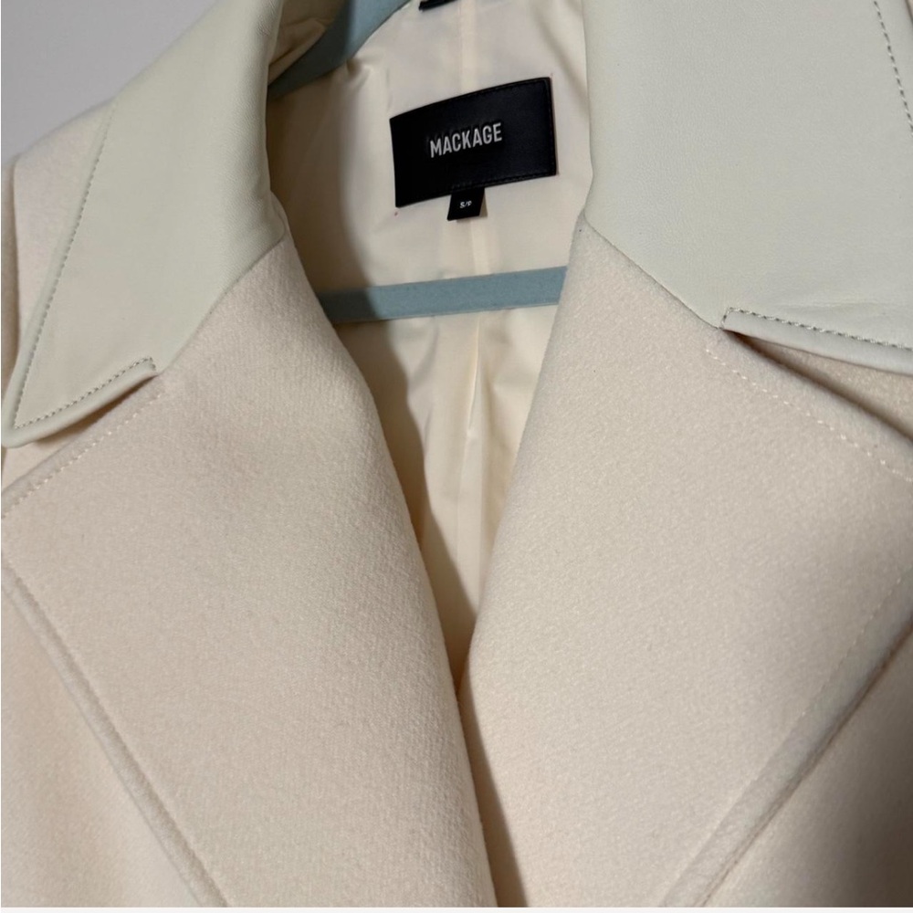 Mackage rose 2-in-1 double-face wool/leather jacket & long coat in cream - Picture 6 of 9